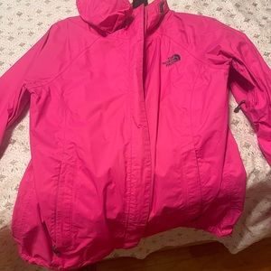 Hot Pink North Face rain jacket Medium